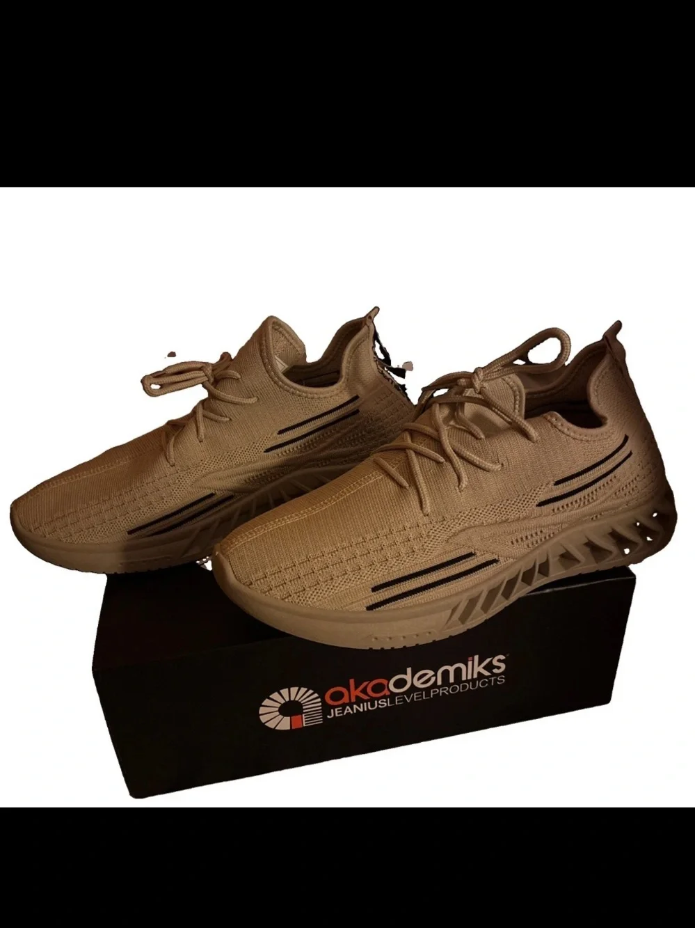 Akademics Men's Lightweight Knit Athletic Sneakers in Beige